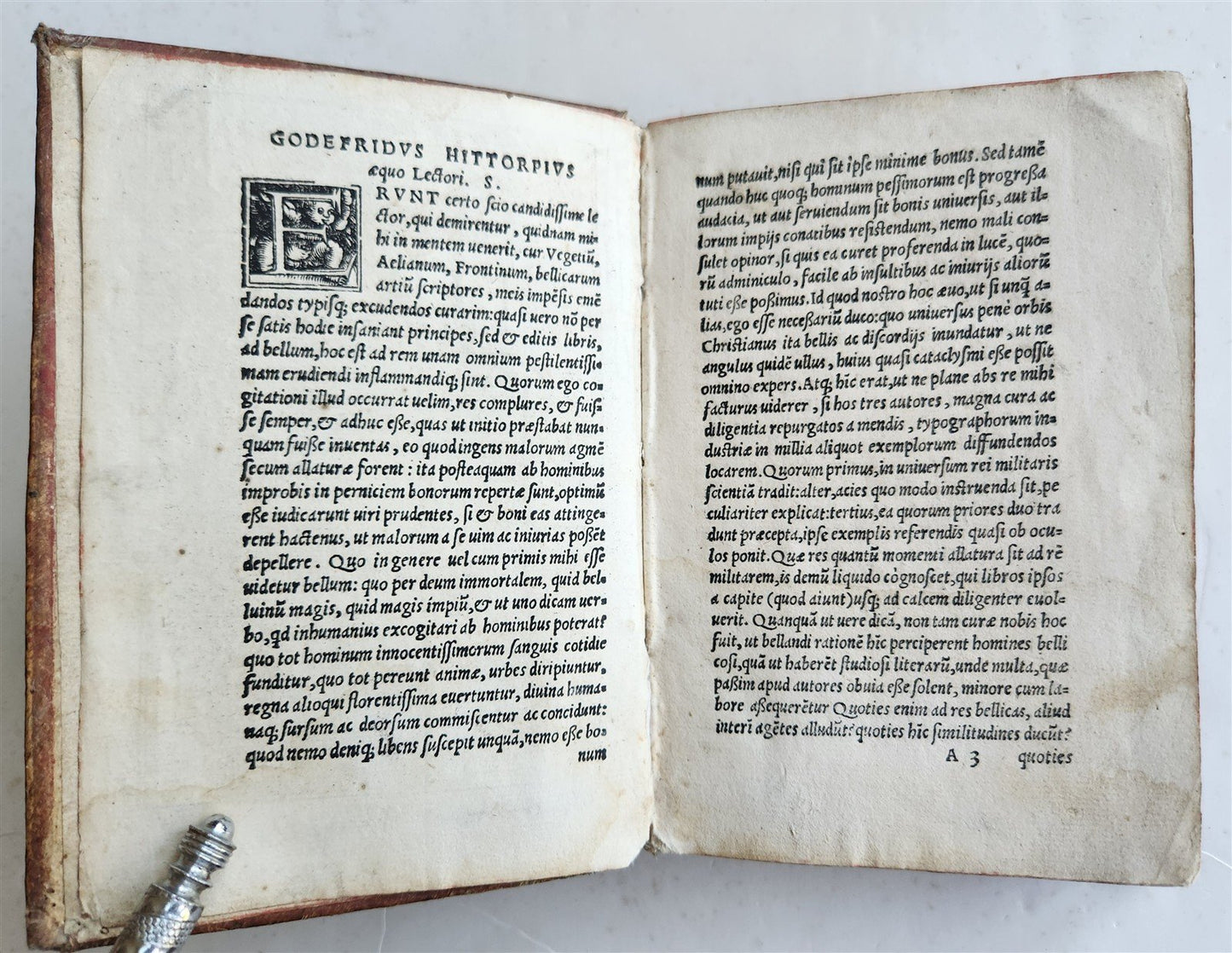 1524 POST-INCUNABULA ANCIENT WARFARE TREATISE by V.Flavius antique PIGSKIN
