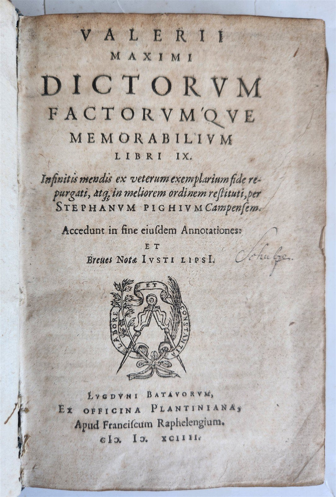 1594 PLANTIN PUBLISHING VALERIUS MAXIMUS VELLUM antique 16th Century