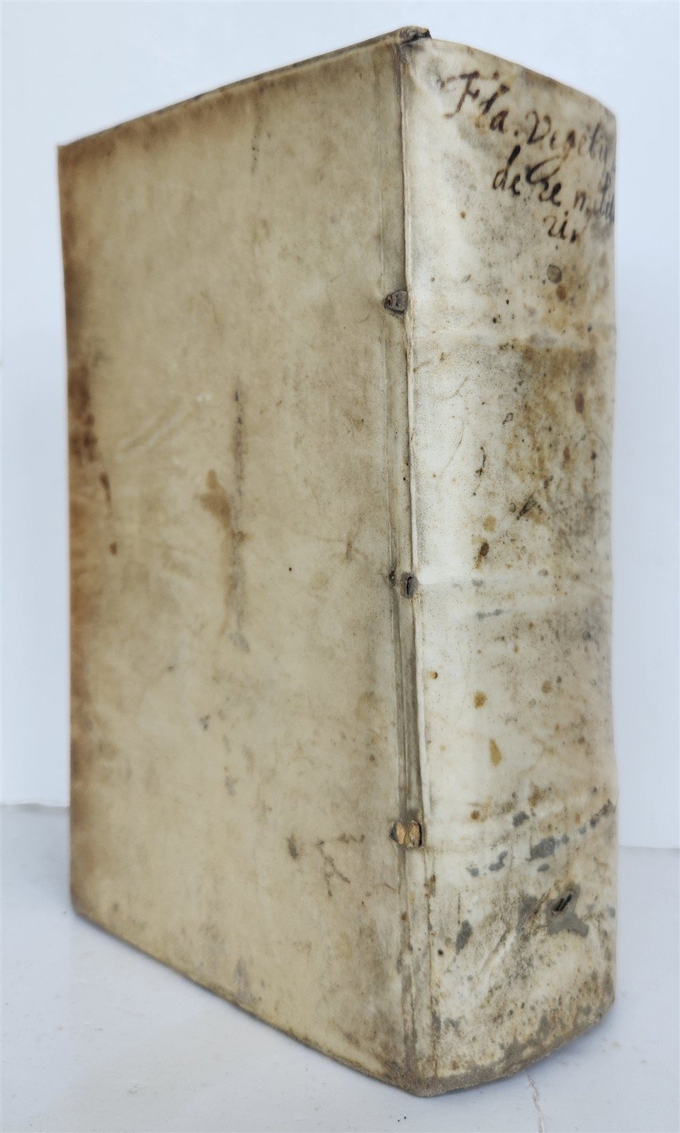 1592 ILLUSTRATED ANCIENT WARFARE TREATISE by V.Flavius antique VELLUM BINDING