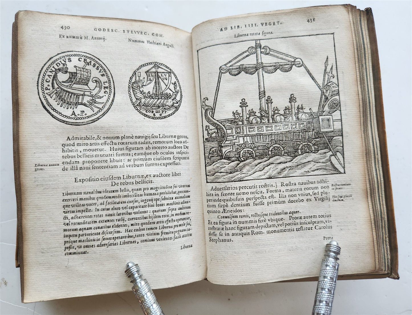 1592 ILLUSTRATED ANCIENT WARFARE TREATISE by V.Flavius antique VELLUM BINDING