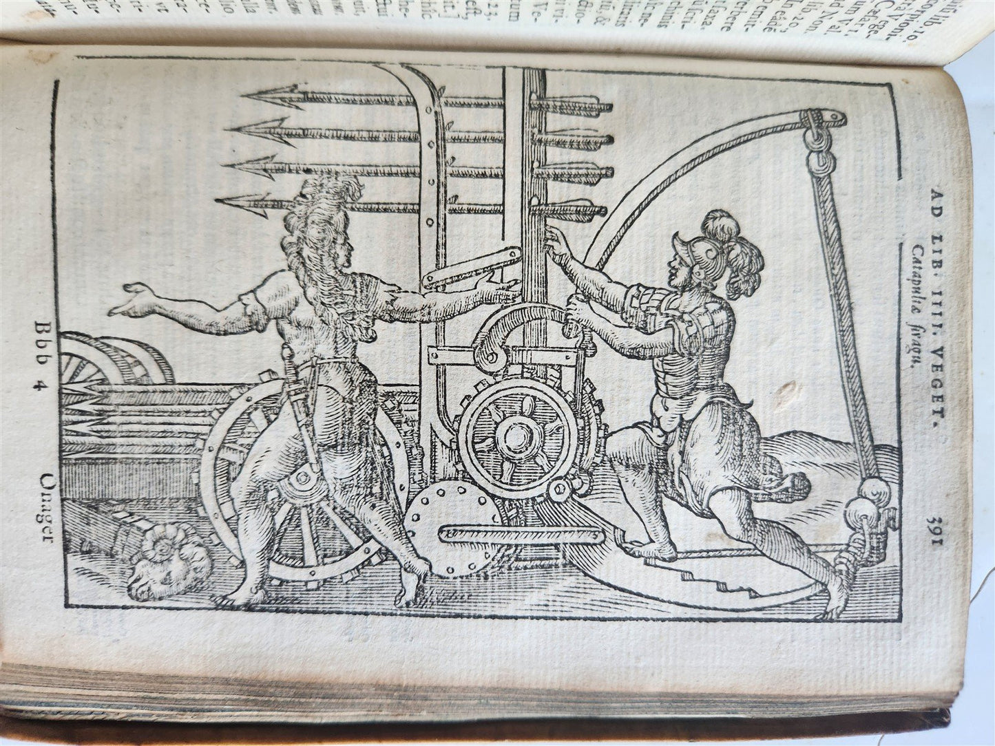 1592 ILLUSTRATED ANCIENT WARFARE TREATISE by V.Flavius antique VELLUM BINDING