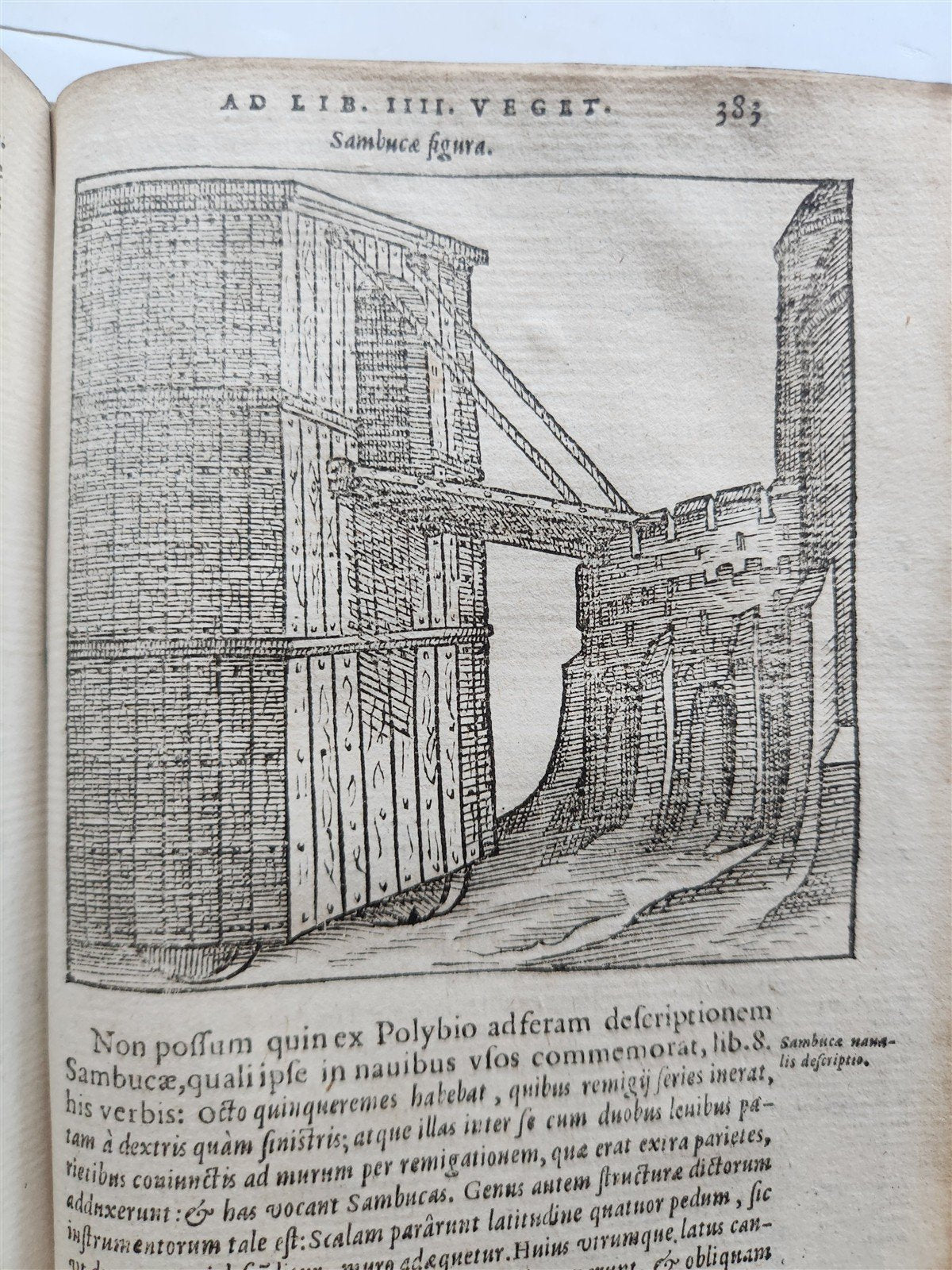 1592 ILLUSTRATED ANCIENT WARFARE TREATISE by V.Flavius antique VELLUM BINDING