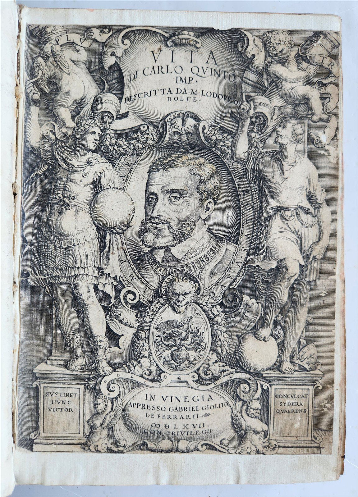 1567 LIFE of CHARLES V by Lodovico Dolce antique VELLUM BINDING 16th CENTURY