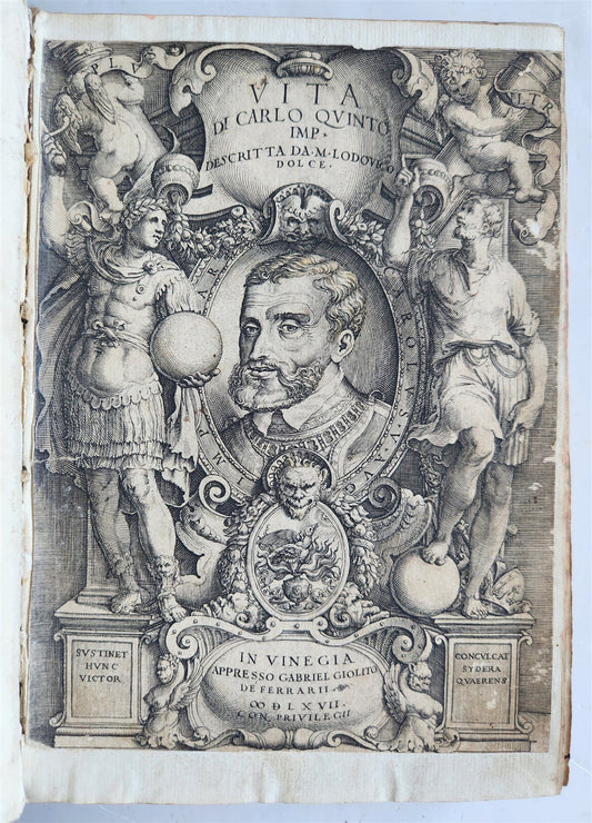 1567 LIFE of CHARLES V by Lodovico Dolce antique VELLUM BINDING 16th CENTURY