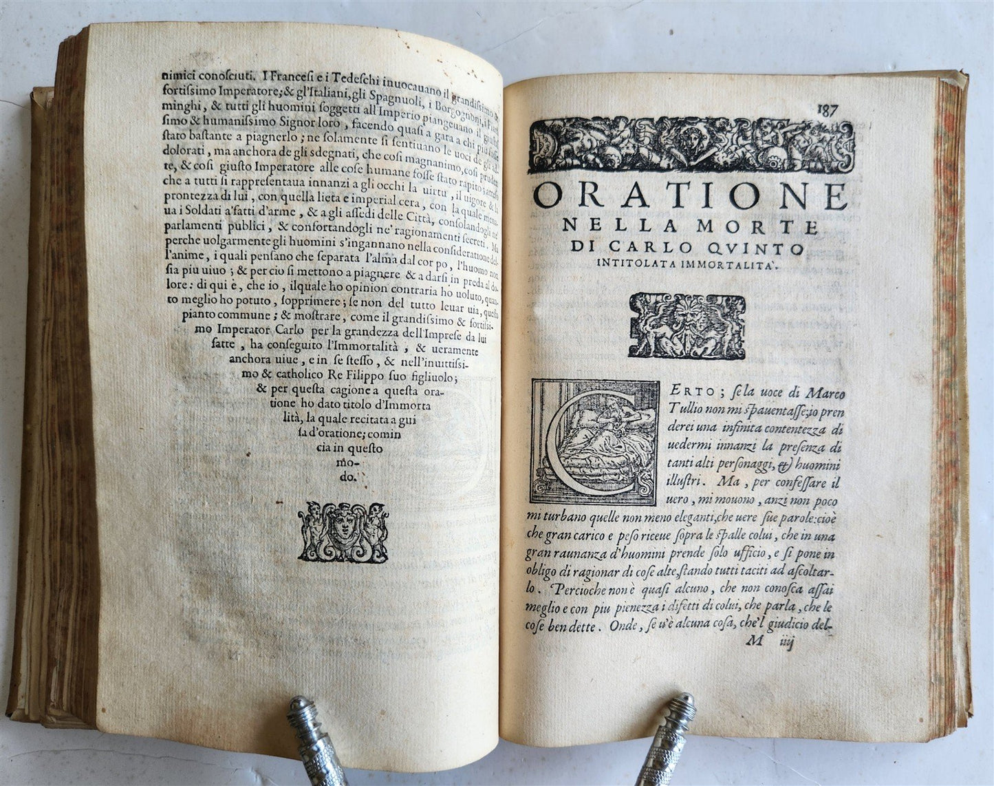 1567 LIFE of CHARLES V by Lodovico Dolce antique VELLUM BINDING 16th CENTURY