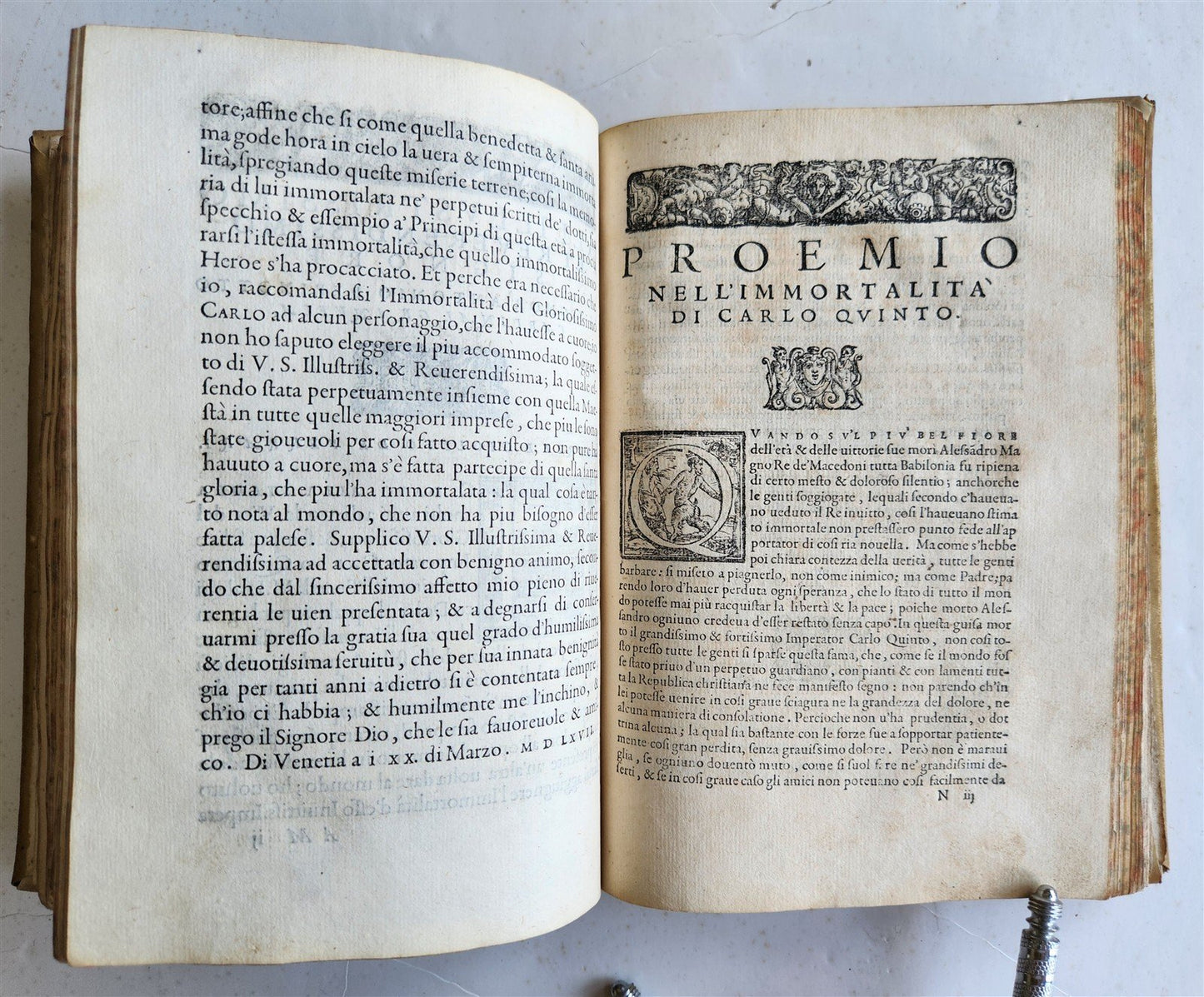 1567 LIFE of CHARLES V by Lodovico Dolce antique VELLUM BINDING 16th CENTURY