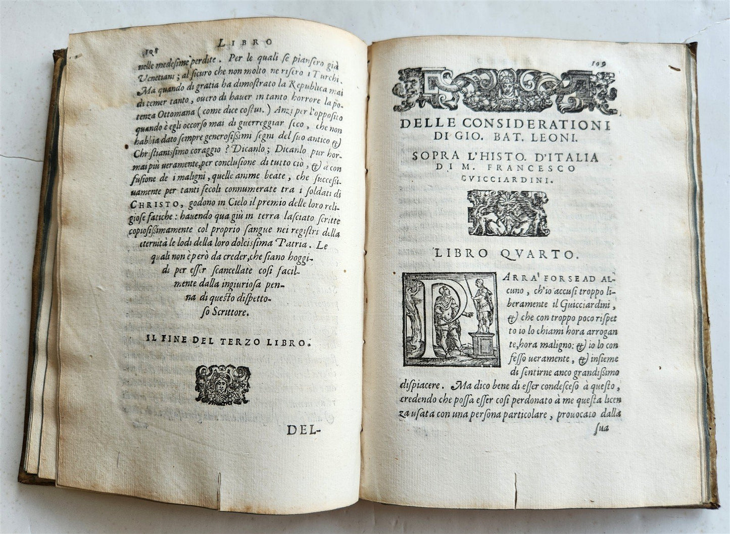 1583 HISTORY of ITALY di messer Francesco Guicciardini VELLUM BINDING antique