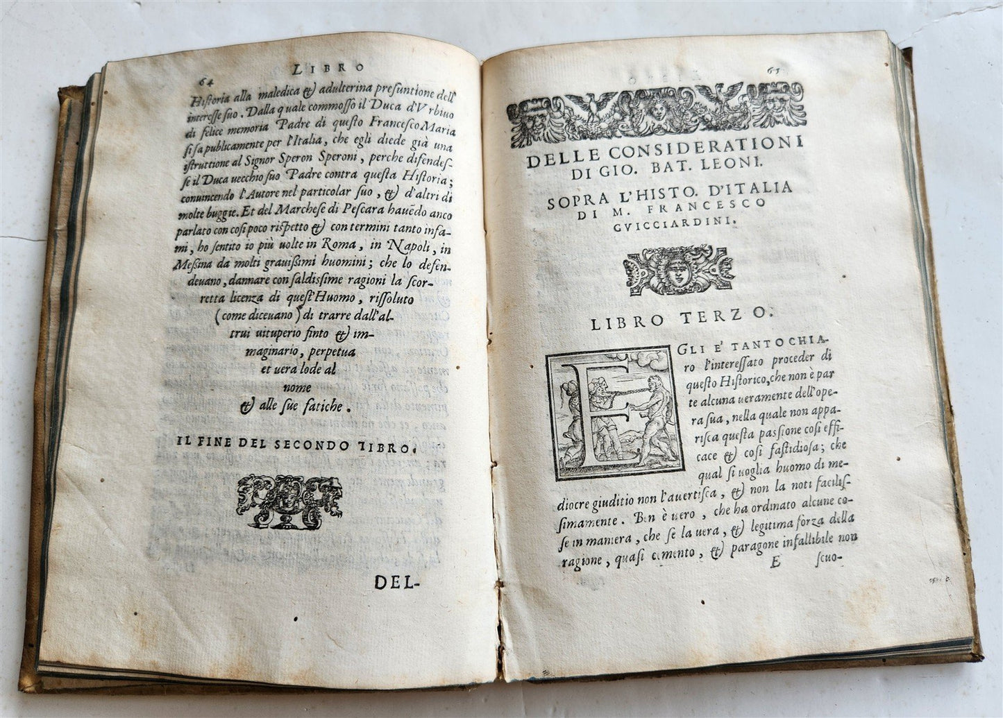 1583 HISTORY of ITALY di messer Francesco Guicciardini VELLUM BINDING antique