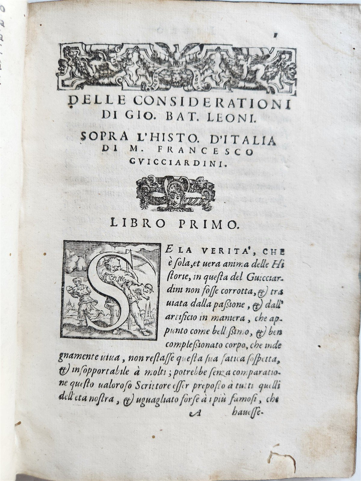 1583 HISTORY of ITALY di messer Francesco Guicciardini VELLUM BINDING antique