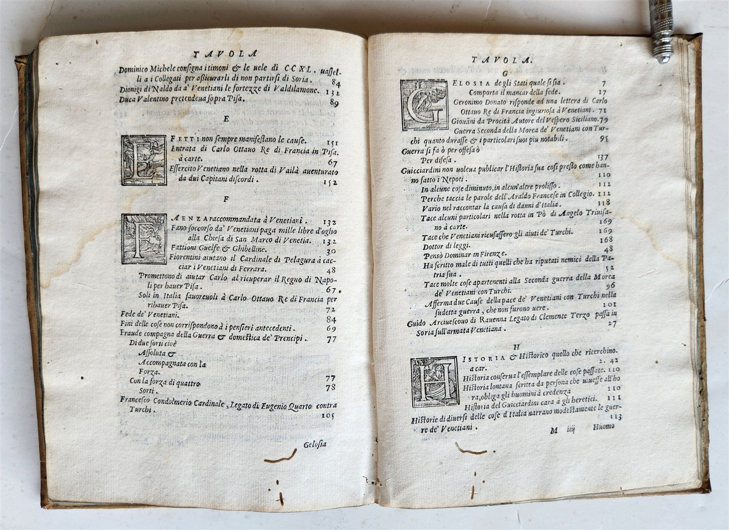 1583 HISTORY of ITALY di messer Francesco Guicciardini VELLUM BINDING antique