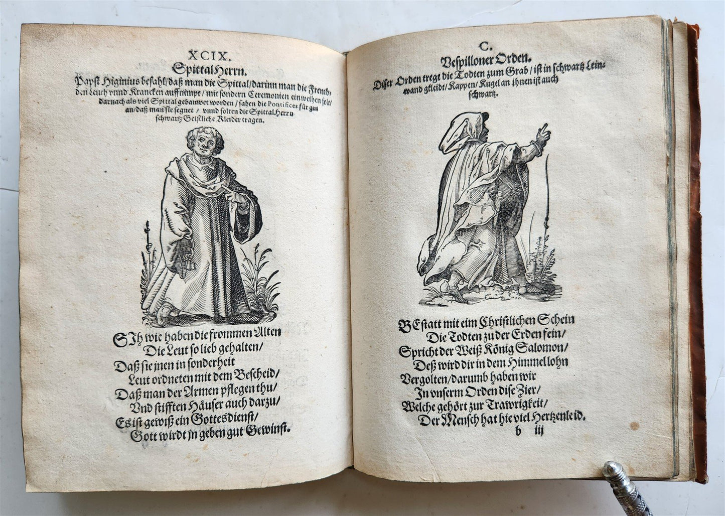1585 ORDERS of CATHOLIC CHURCH Lonicer ILLUSTRATED by JOST AMMAN antique VELLUM