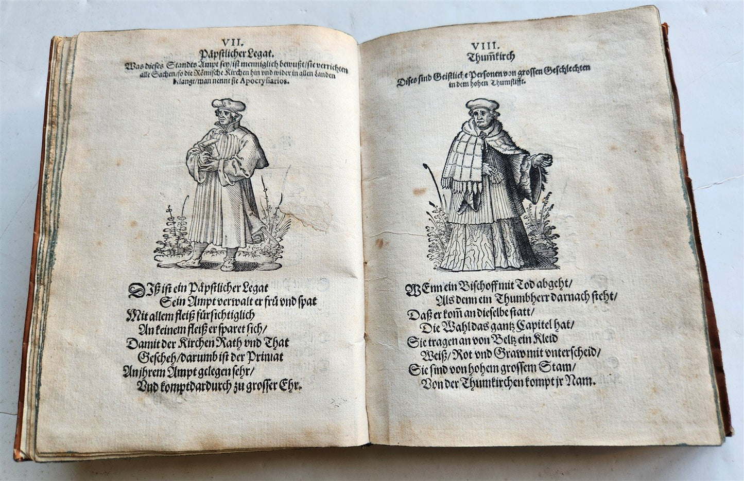 1585 ORDERS of CATHOLIC CHURCH Lonicer ILLUSTRATED by JOST AMMAN antique VELLUM