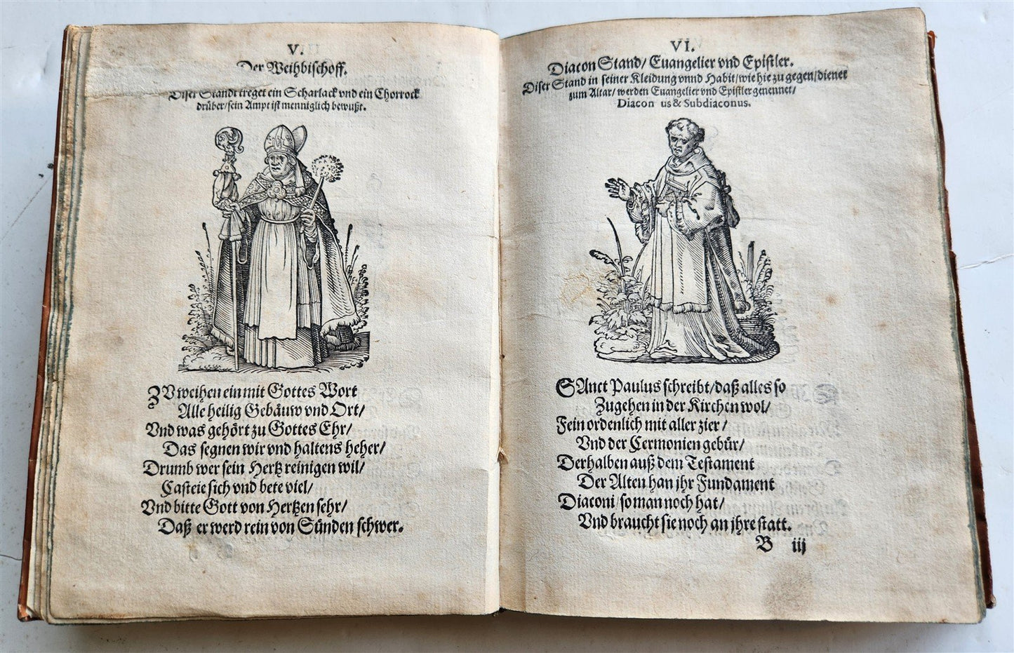 1585 ORDERS of CATHOLIC CHURCH Lonicer ILLUSTRATED by JOST AMMAN antique VELLUM