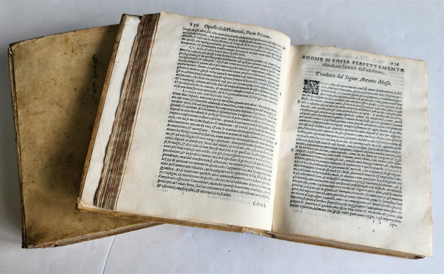 1598 PLUTARCH PHILOSOPHICAL WORK Opuscoli Morali 2 VOLUMES antique VELLUM BOUND