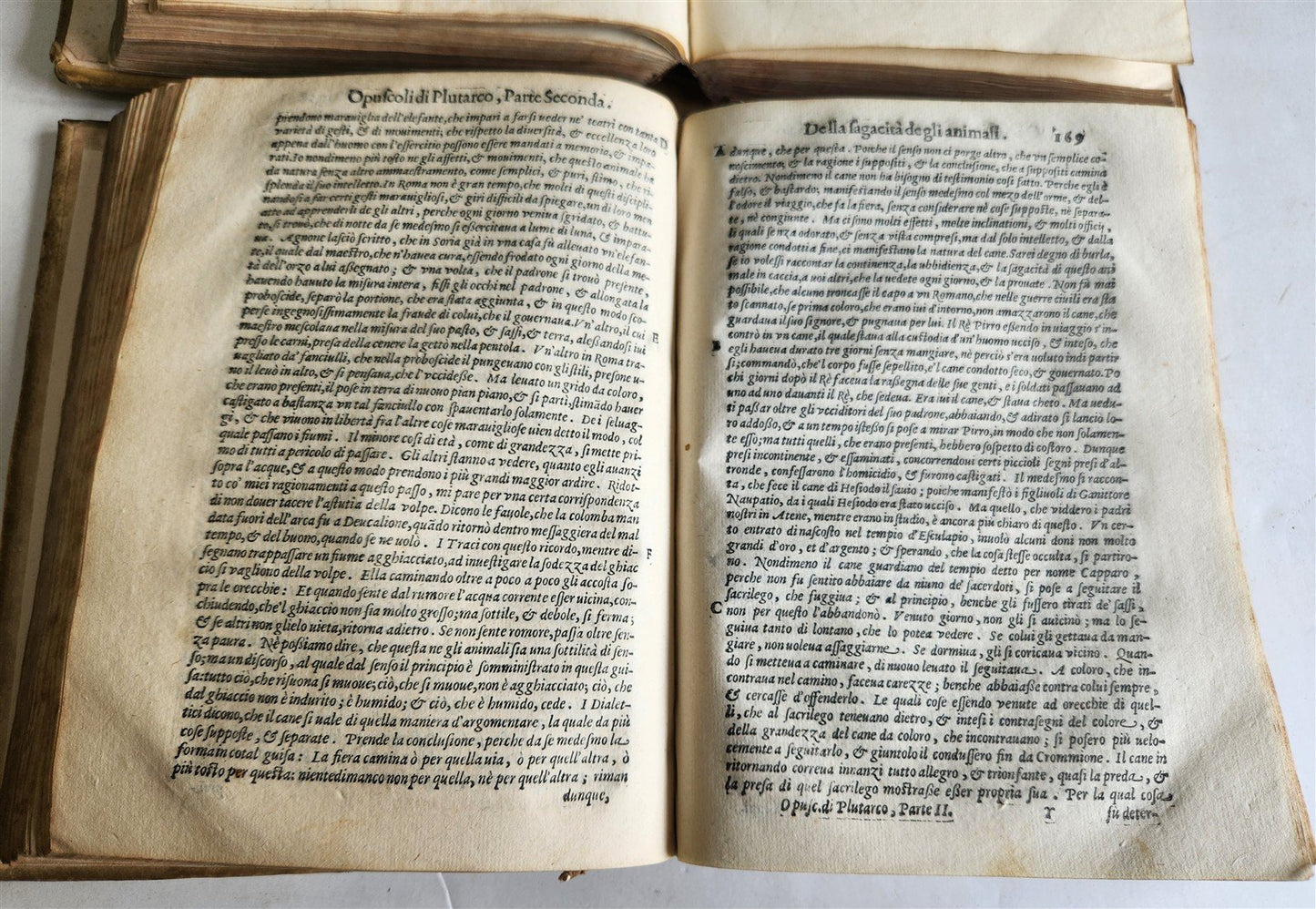 1598 PLUTARCH PHILOSOPHICAL WORK Opuscoli Morali 2 VOLUMES antique VELLUM BOUND