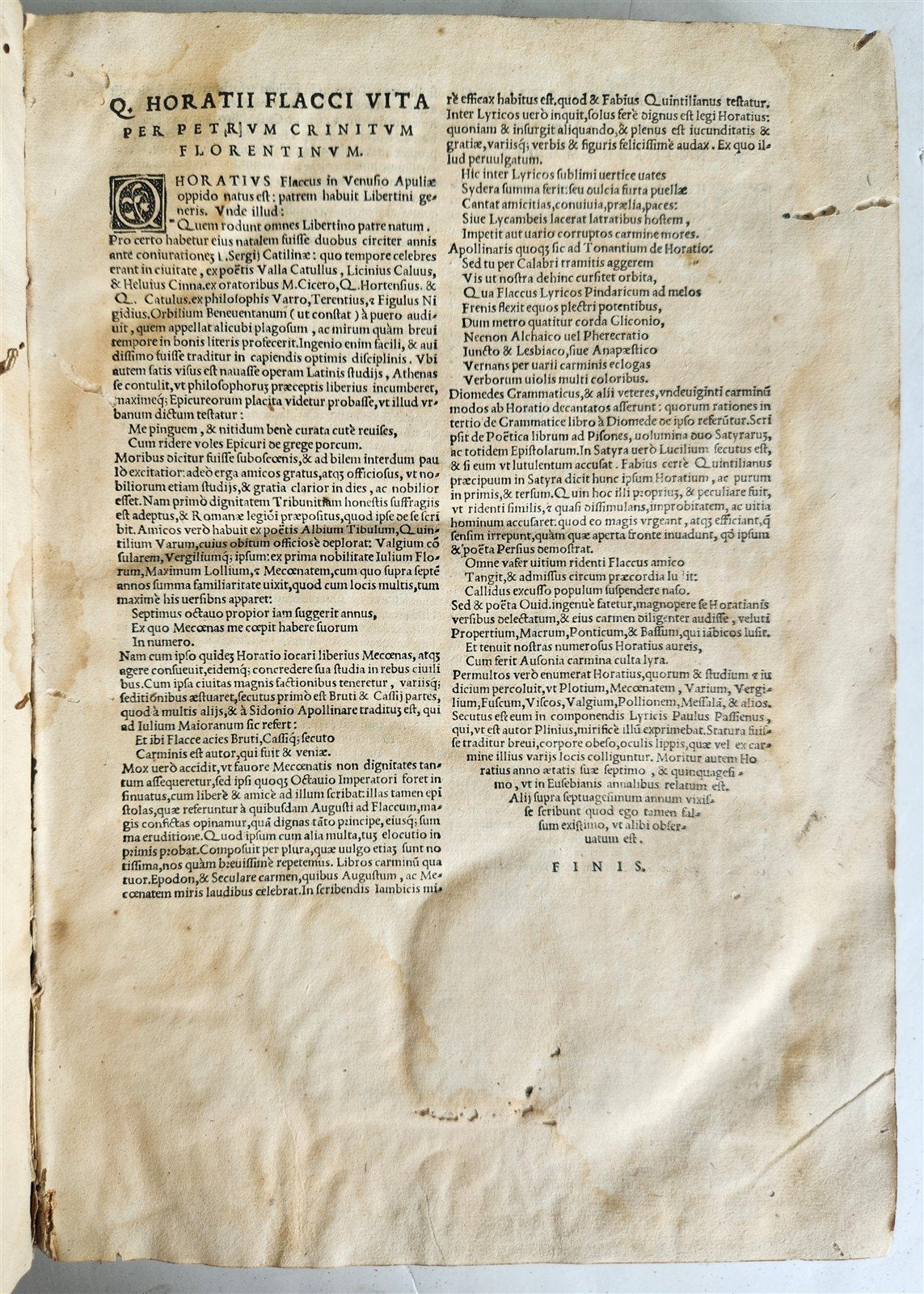 1544 POETRY by HORACE antique ILLUSTRATED VELLUM BOUND 16th CENTURY FOLIO