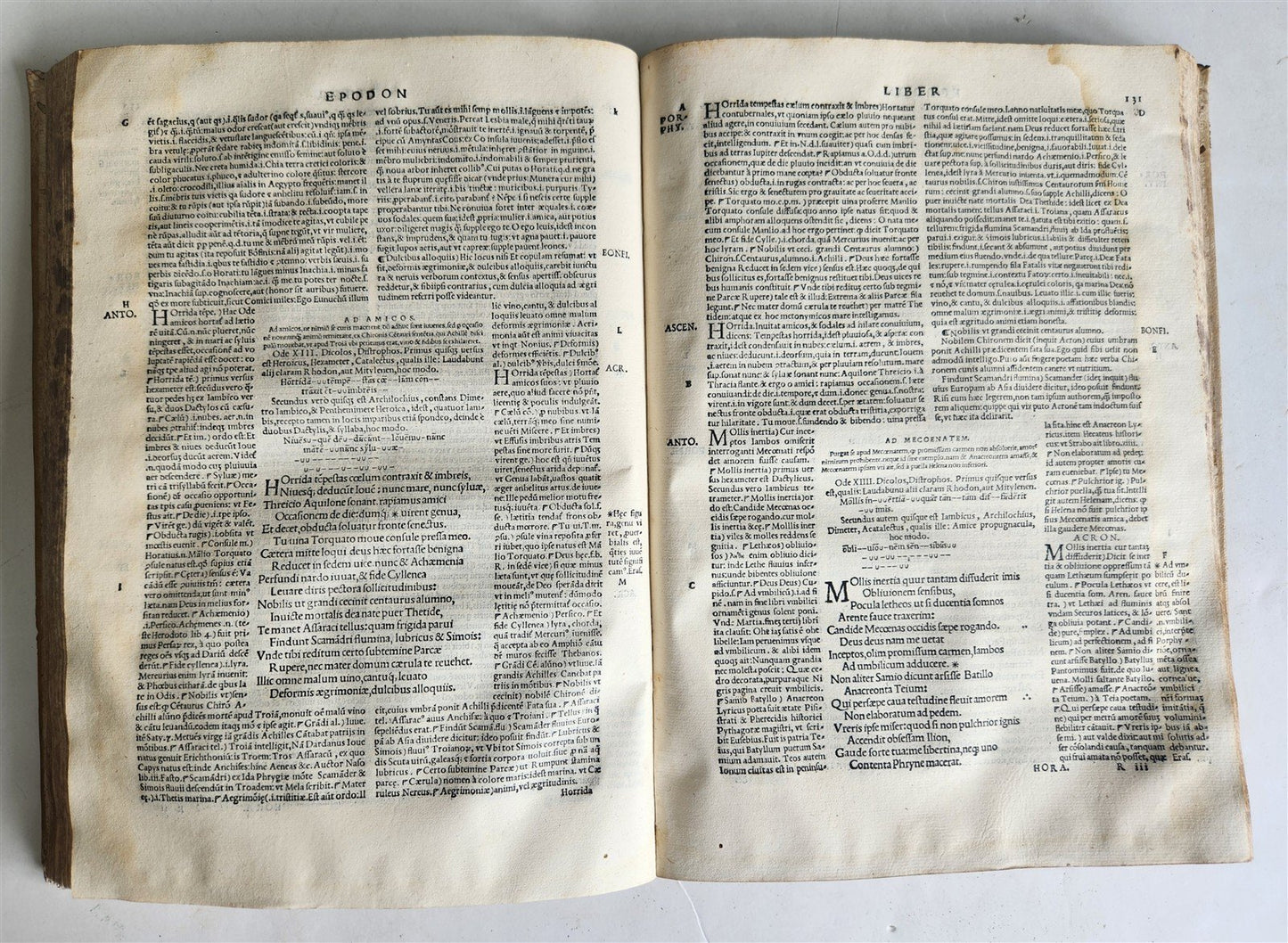 1544 POETRY by HORACE antique ILLUSTRATED VELLUM BOUND 16th CENTURY FOLIO