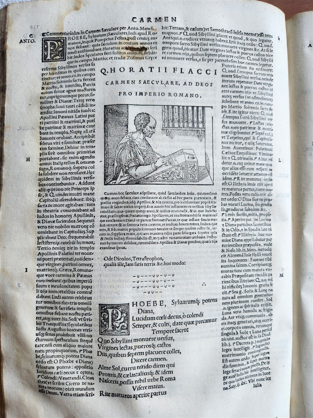 1544 POETRY by HORACE antique ILLUSTRATED VELLUM BOUND 16th CENTURY FOLIO