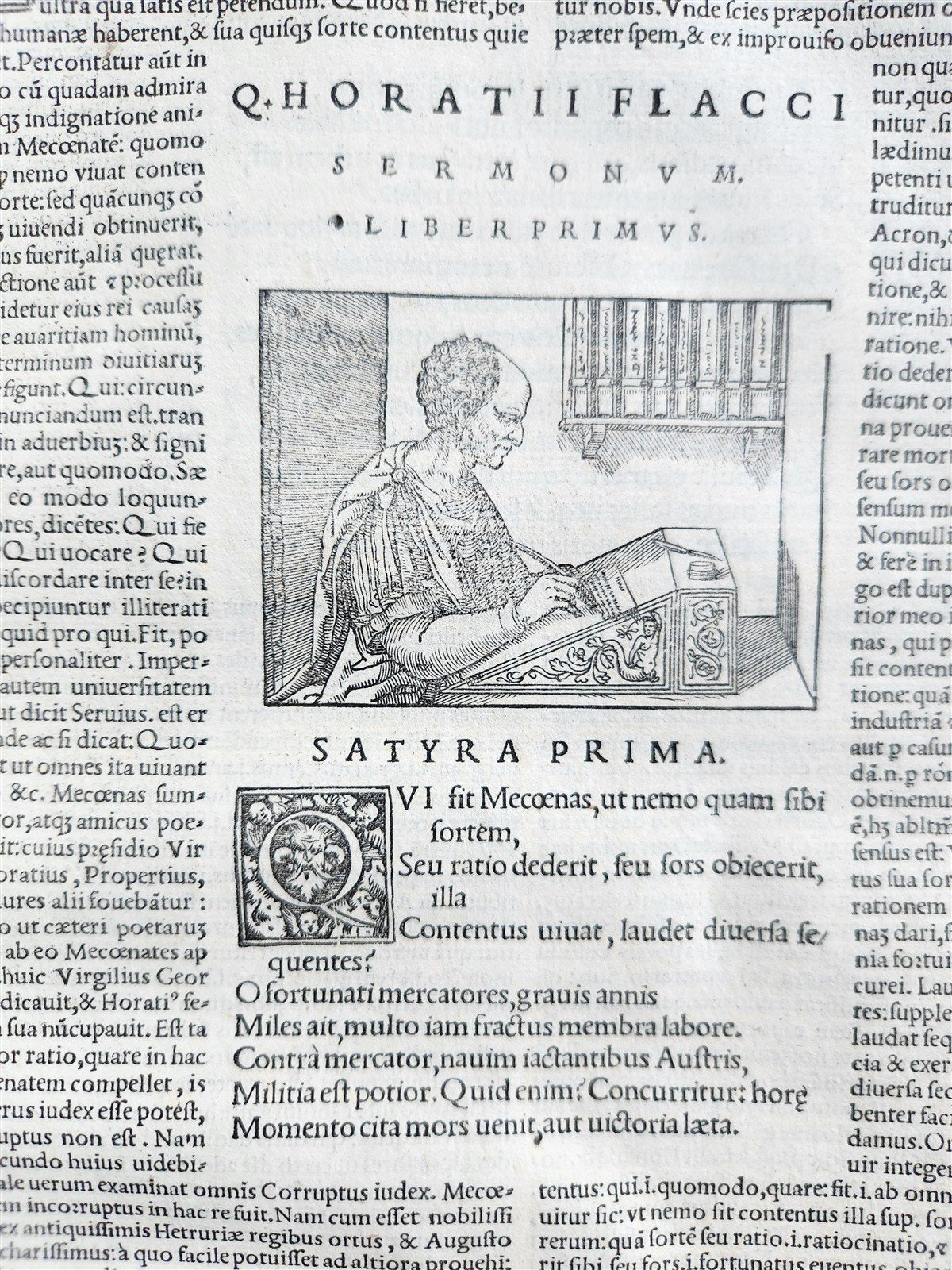 1544 POETRY by HORACE antique ILLUSTRATED VELLUM BOUND 16th CENTURY FOLIO