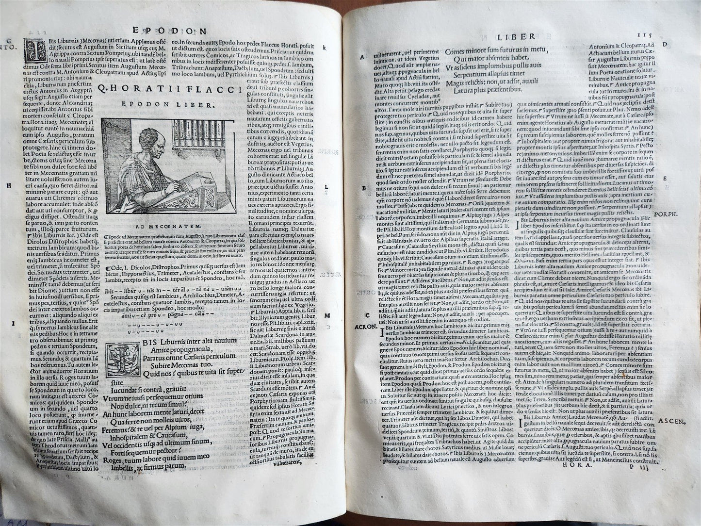 1544 POETRY by HORACE antique ILLUSTRATED VELLUM BOUND 16th CENTURY FOLIO