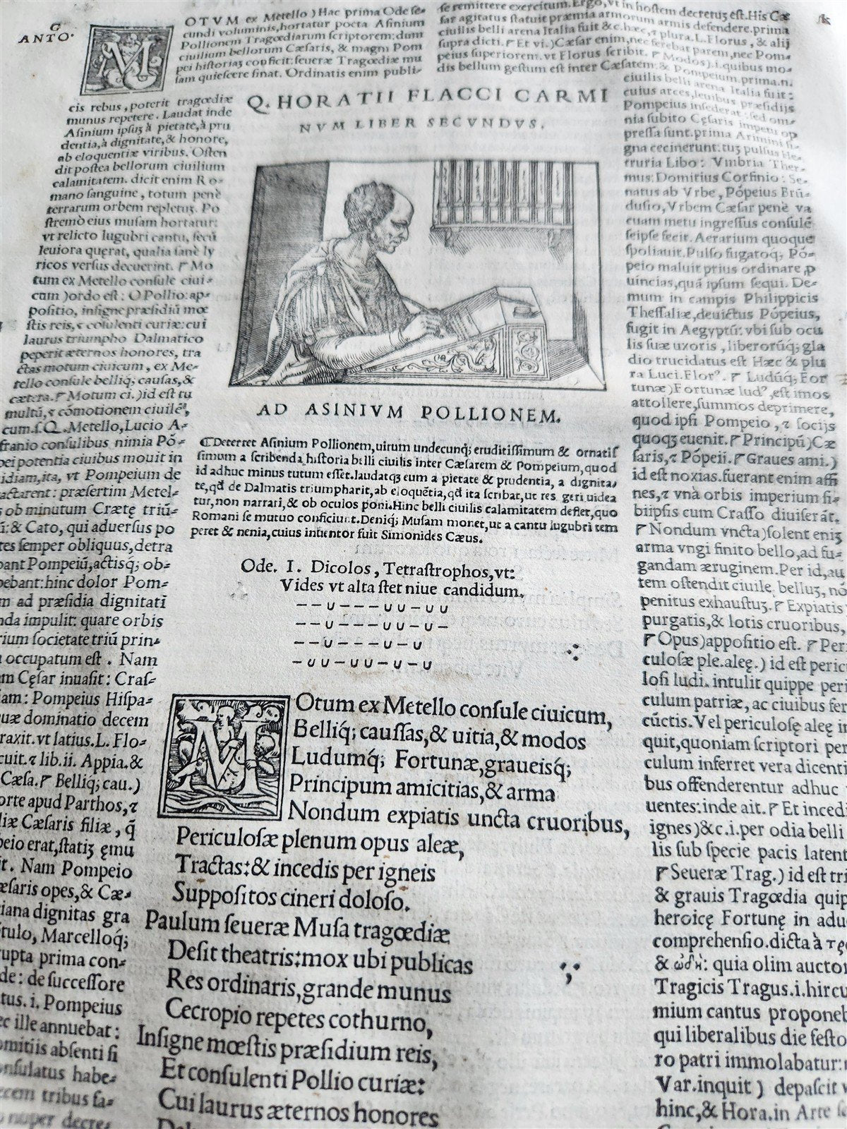 1544 POETRY by HORACE antique ILLUSTRATED VELLUM BOUND 16th CENTURY FOLIO