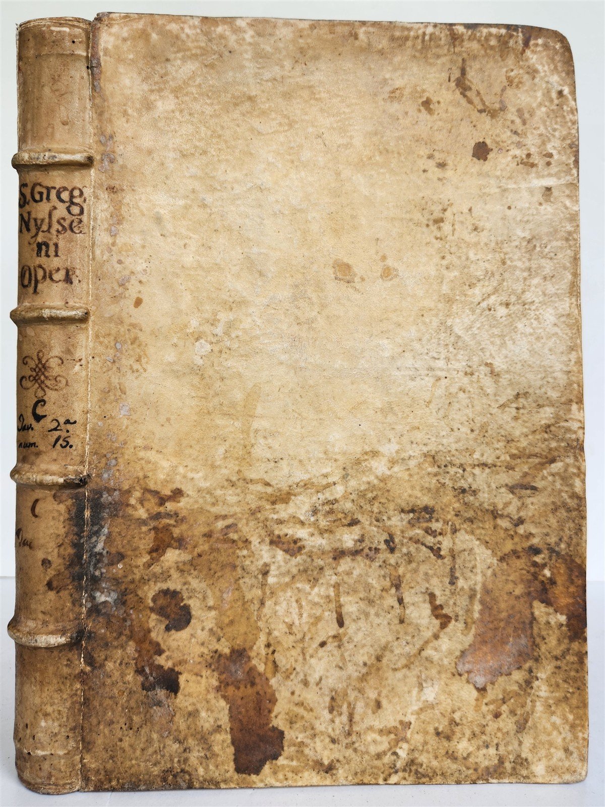 1573 WORKS of GREGORY of NYSSA antique VELLUM BOUND 16th CENTURY FOLIO