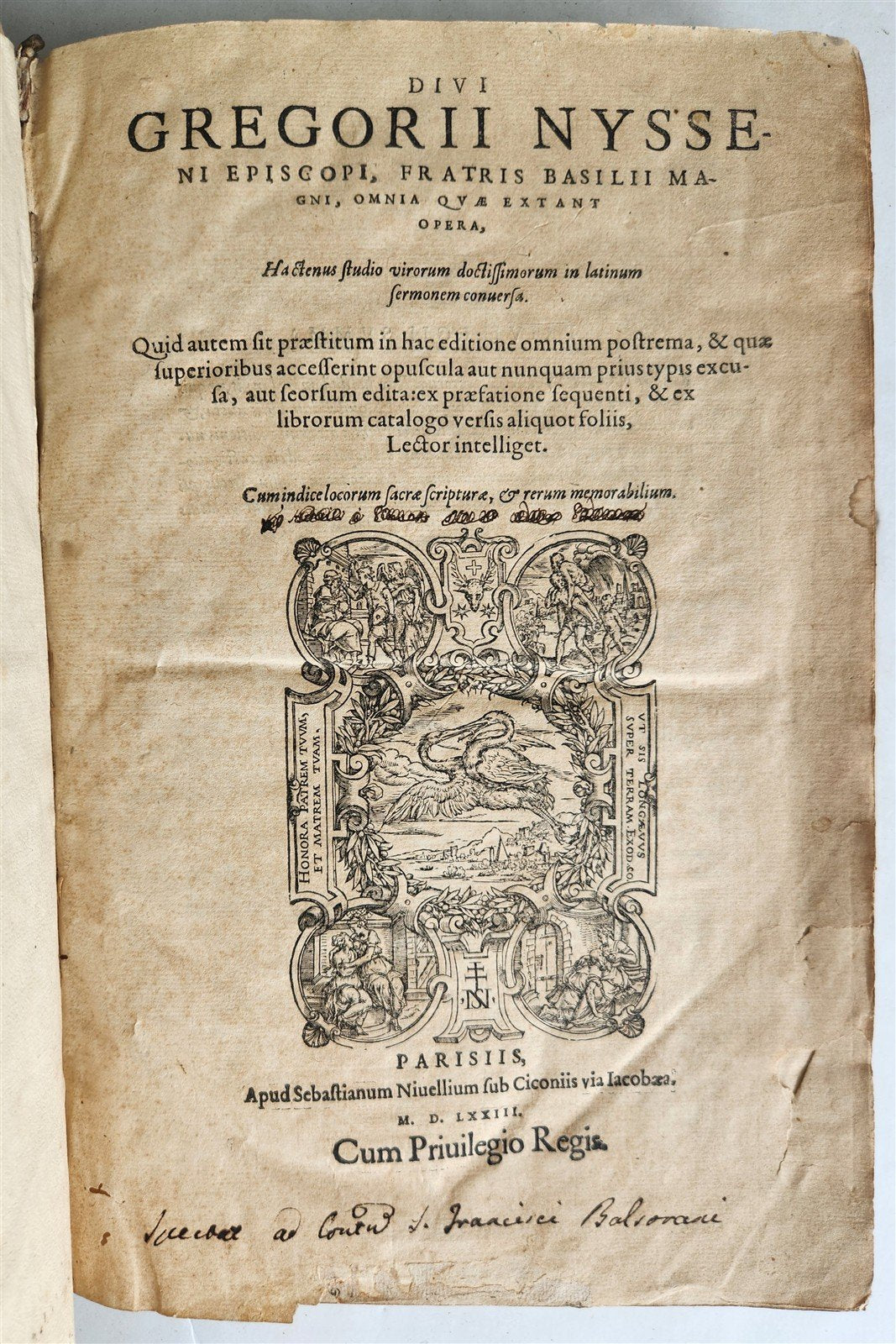 1573 WORKS of GREGORY of NYSSA antique VELLUM BOUND 16th CENTURY FOLIO