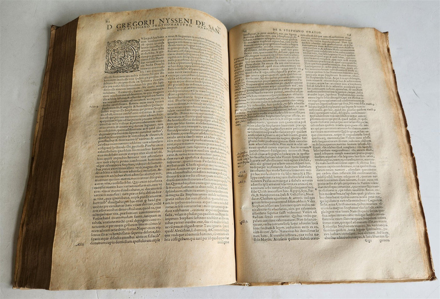 1573 WORKS of GREGORY of NYSSA antique VELLUM BOUND 16th CENTURY FOLIO