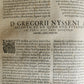 1573 WORKS of GREGORY of NYSSA antique VELLUM BOUND 16th CENTURY FOLIO