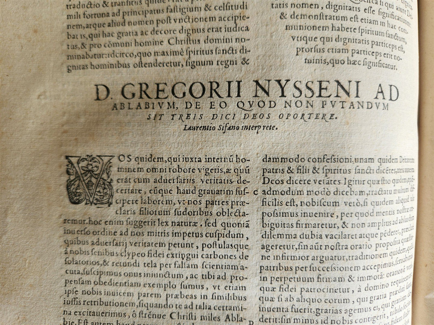 1573 WORKS of GREGORY of NYSSA antique VELLUM BOUND 16th CENTURY FOLIO