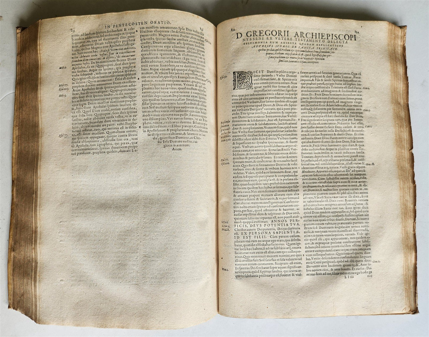 1573 WORKS of GREGORY of NYSSA antique VELLUM BOUND 16th CENTURY FOLIO