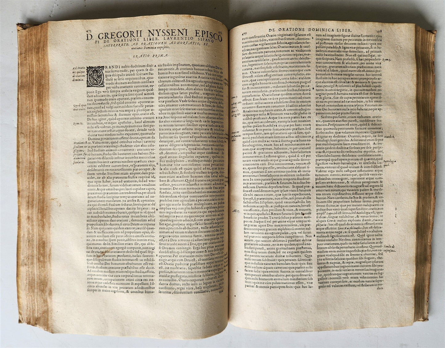 1573 WORKS of GREGORY of NYSSA antique VELLUM BOUND 16th CENTURY FOLIO