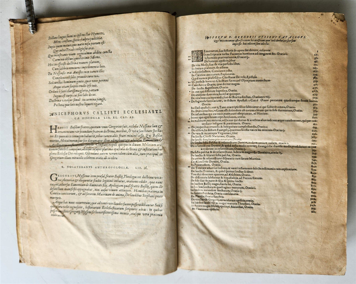1573 WORKS of GREGORY of NYSSA antique VELLUM BOUND 16th CENTURY FOLIO
