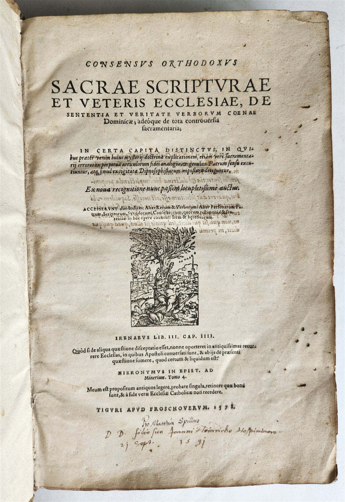1578 THEOLOGY by Christoph Hardesheim antique PIGSKIN BOUND 16th CENTURY FOLIO