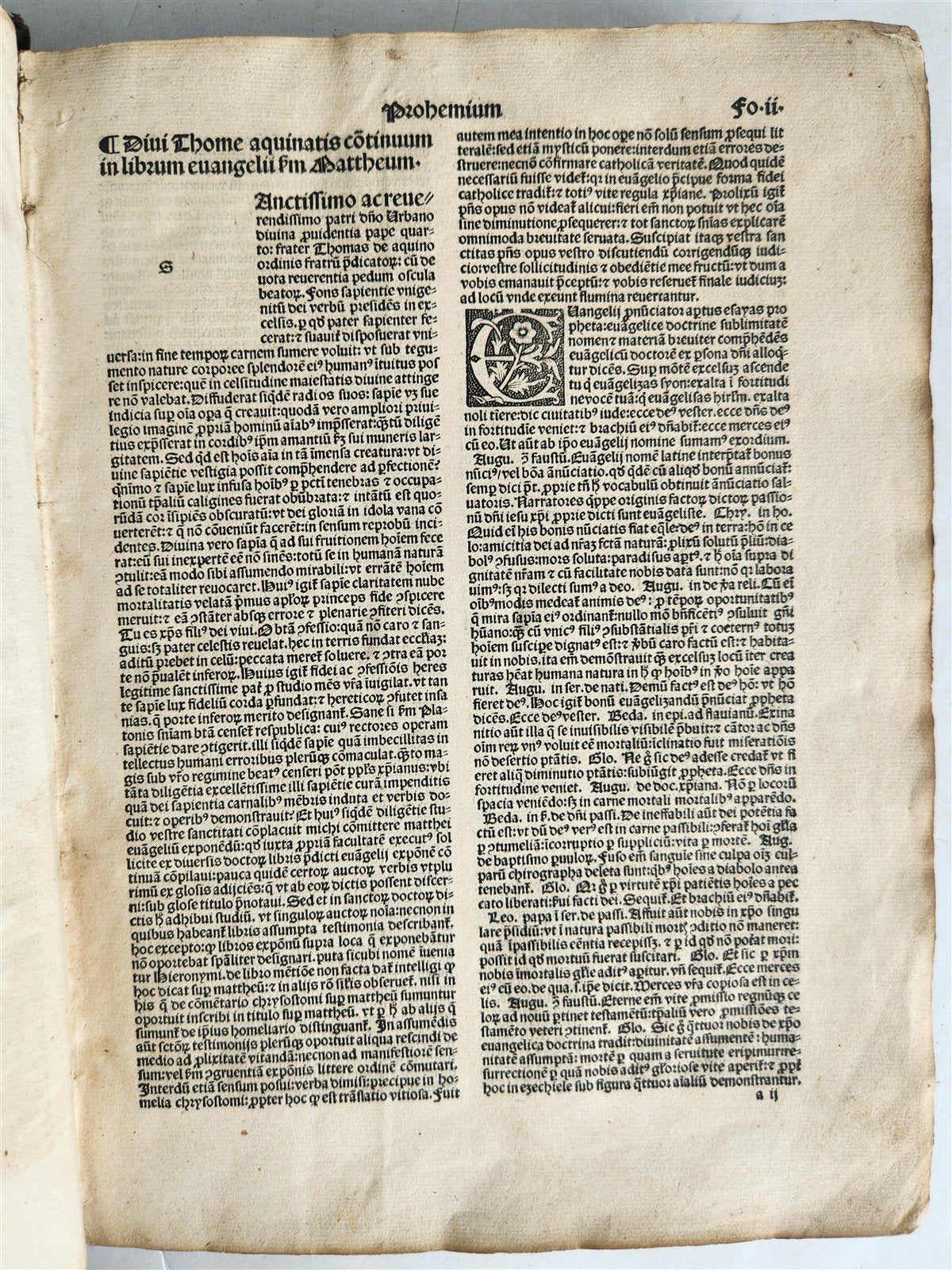 1517 POST-INCUNABULA by Th. Aquinas antique ORIGINAL BINDING FOLIO by Jean Petit