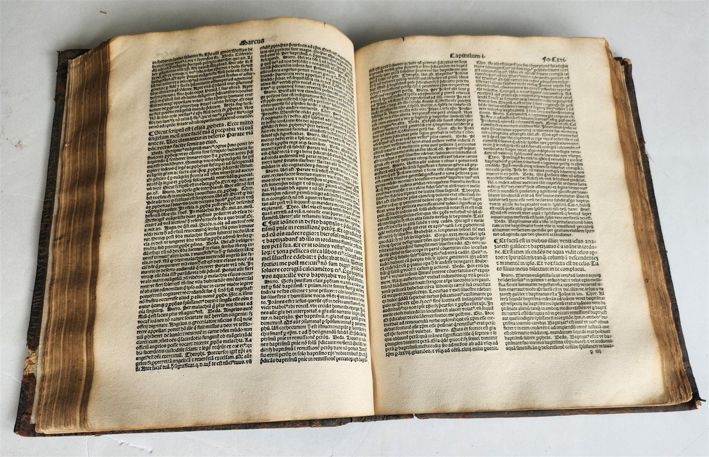 1517 POST-INCUNABULA by Th. Aquinas antique ORIGINAL BINDING FOLIO by Jean Petit