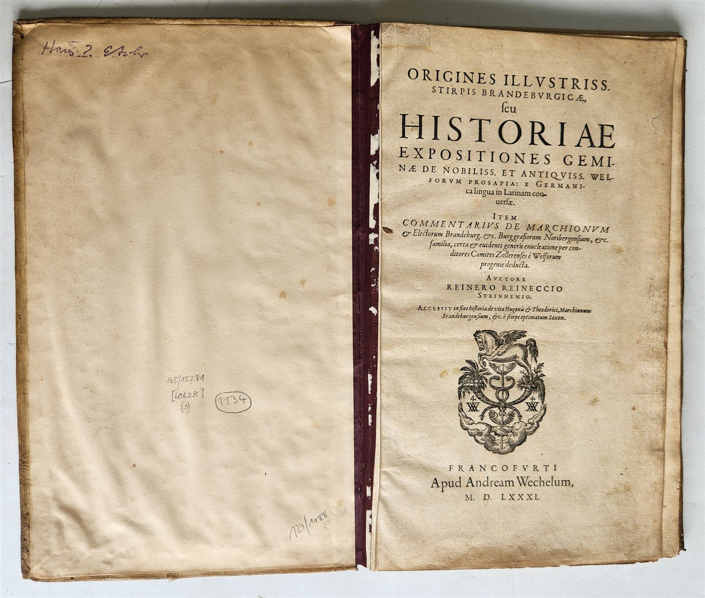 1581 GERMAN HISTORY of BRANDENBURG antique ORIGINAL VELLUM BINDING FOLIO rare
