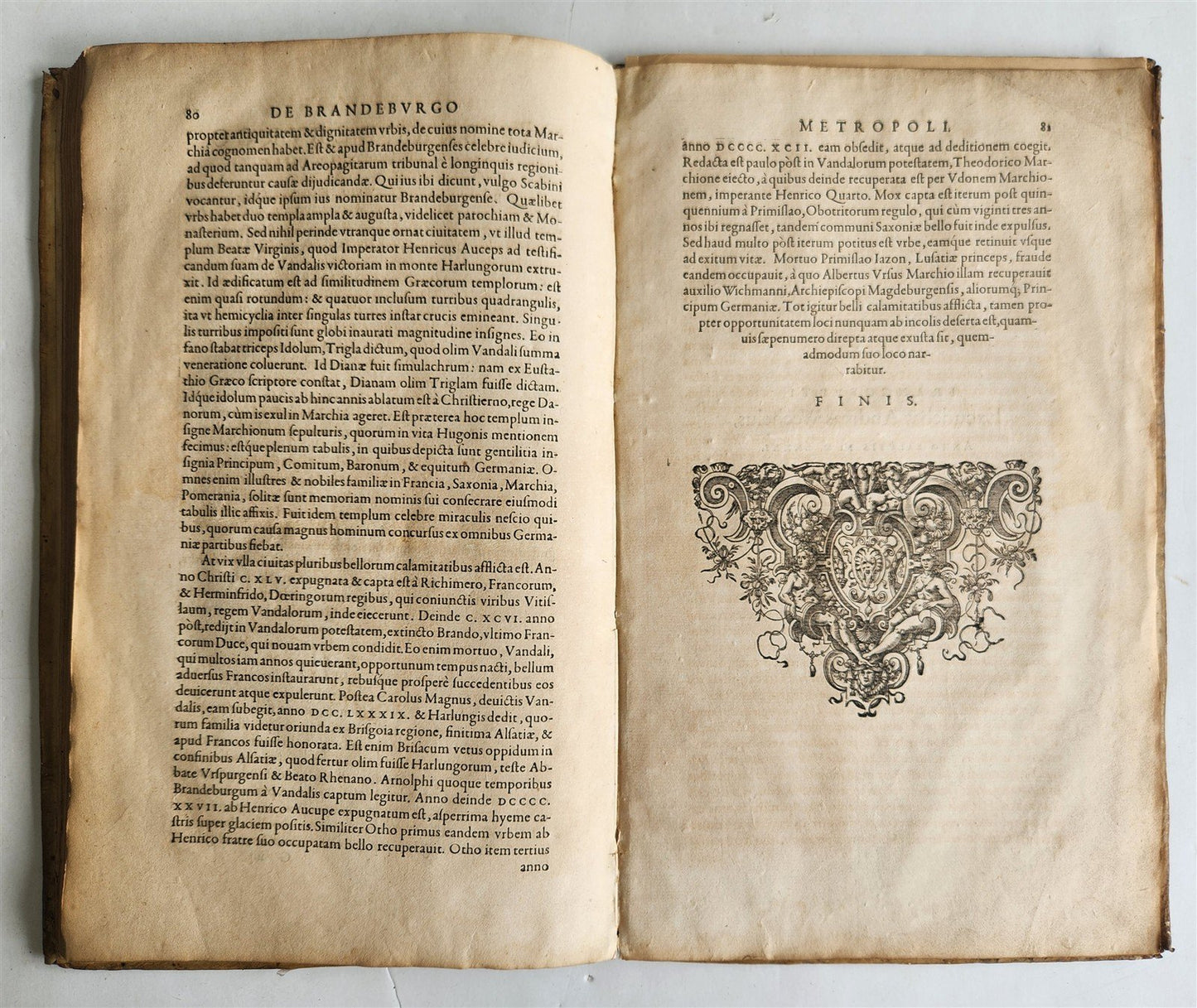 1581 GERMAN HISTORY of BRANDENBURG antique ORIGINAL VELLUM BINDING FOLIO rare