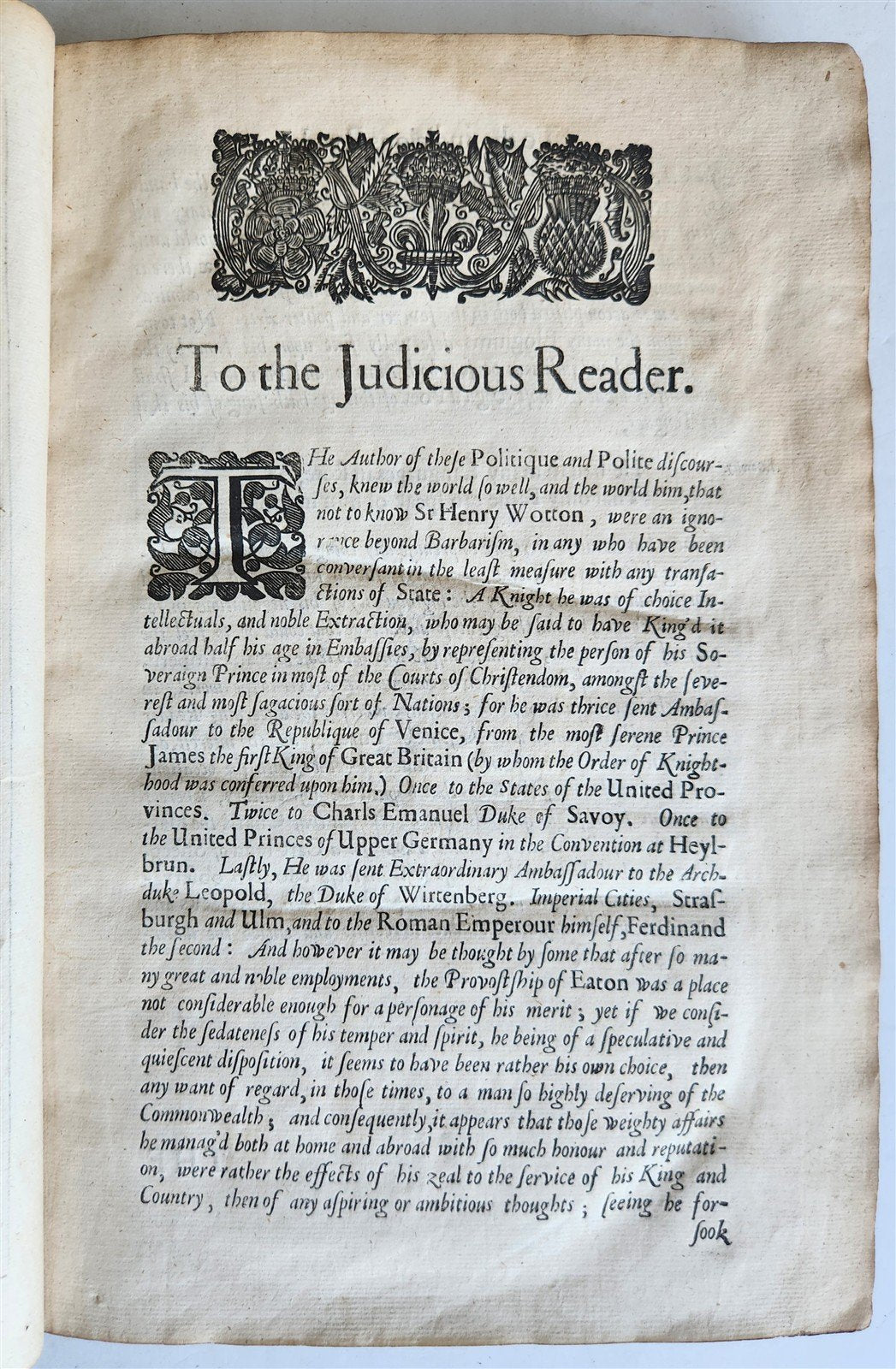 1667 The State of Christendom by Sir Henry Wotton antique 17th century
