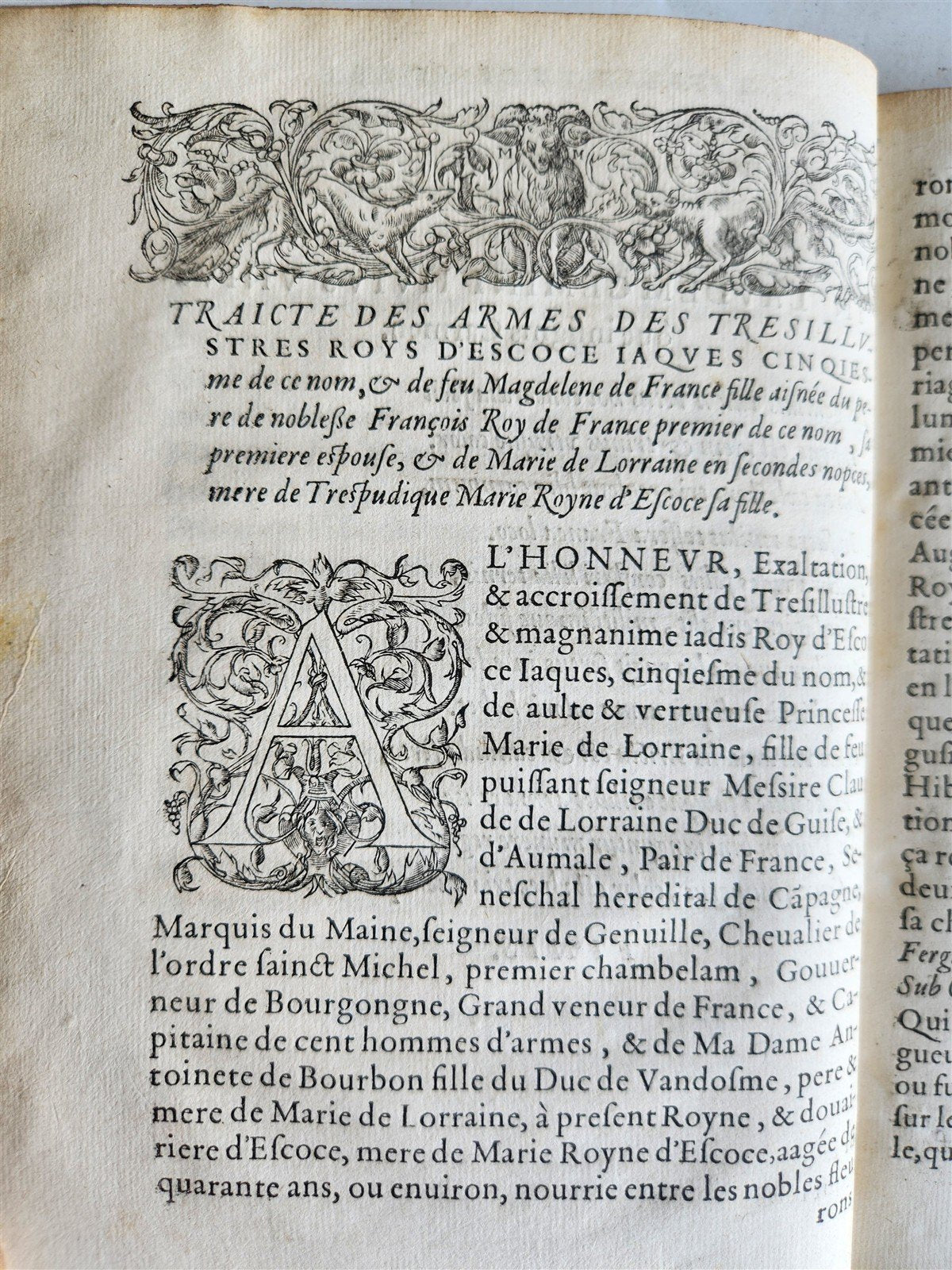 1555 WORK ON HERALDRY OF FRANCE SCOTLAND & LORRAINE antique 16th century