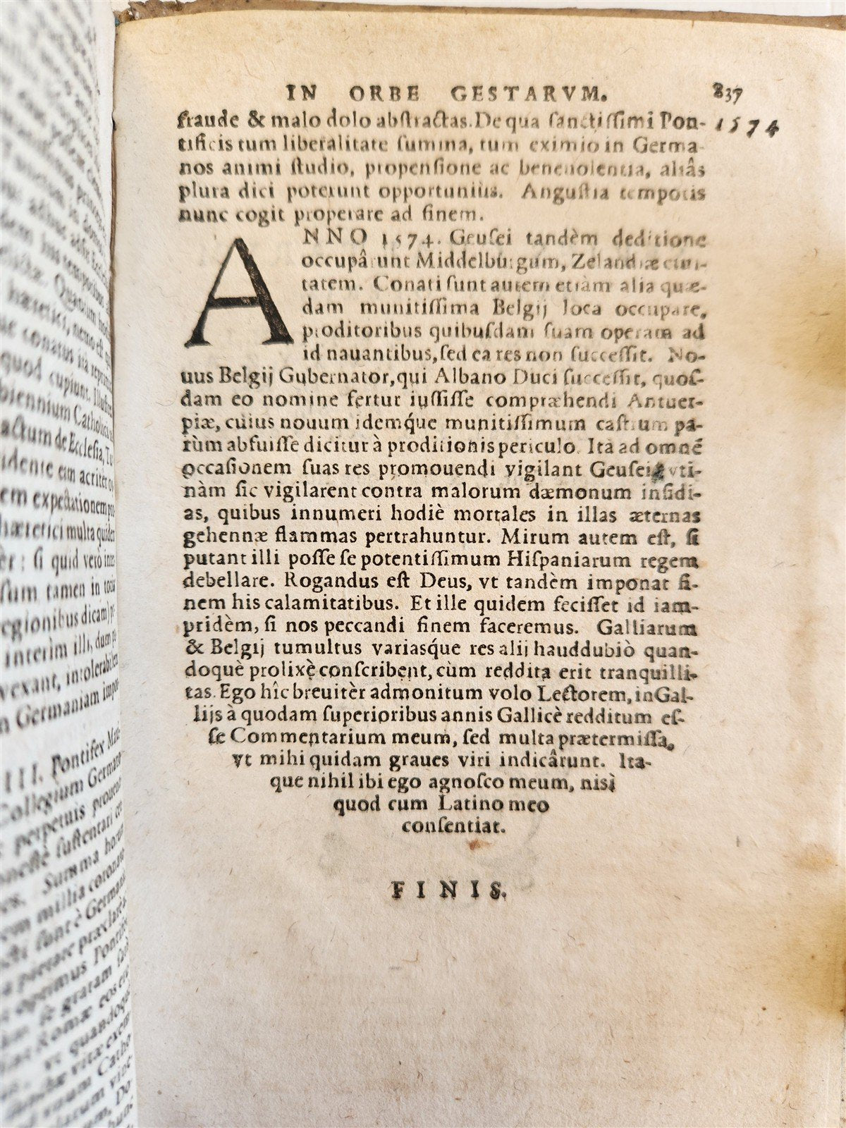 1566 COMMENTARIES on WORLD'S EVENTS by Laurentius Surius ANTIQUE