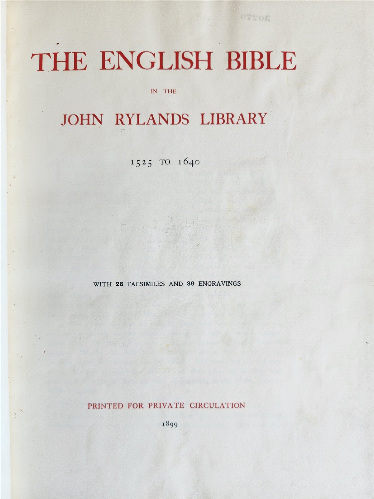 1899 ENGLISH BIBLE in JOHN RYLANDS LIBRARY 1525 -1640 illustrated folio ANTIQUE
