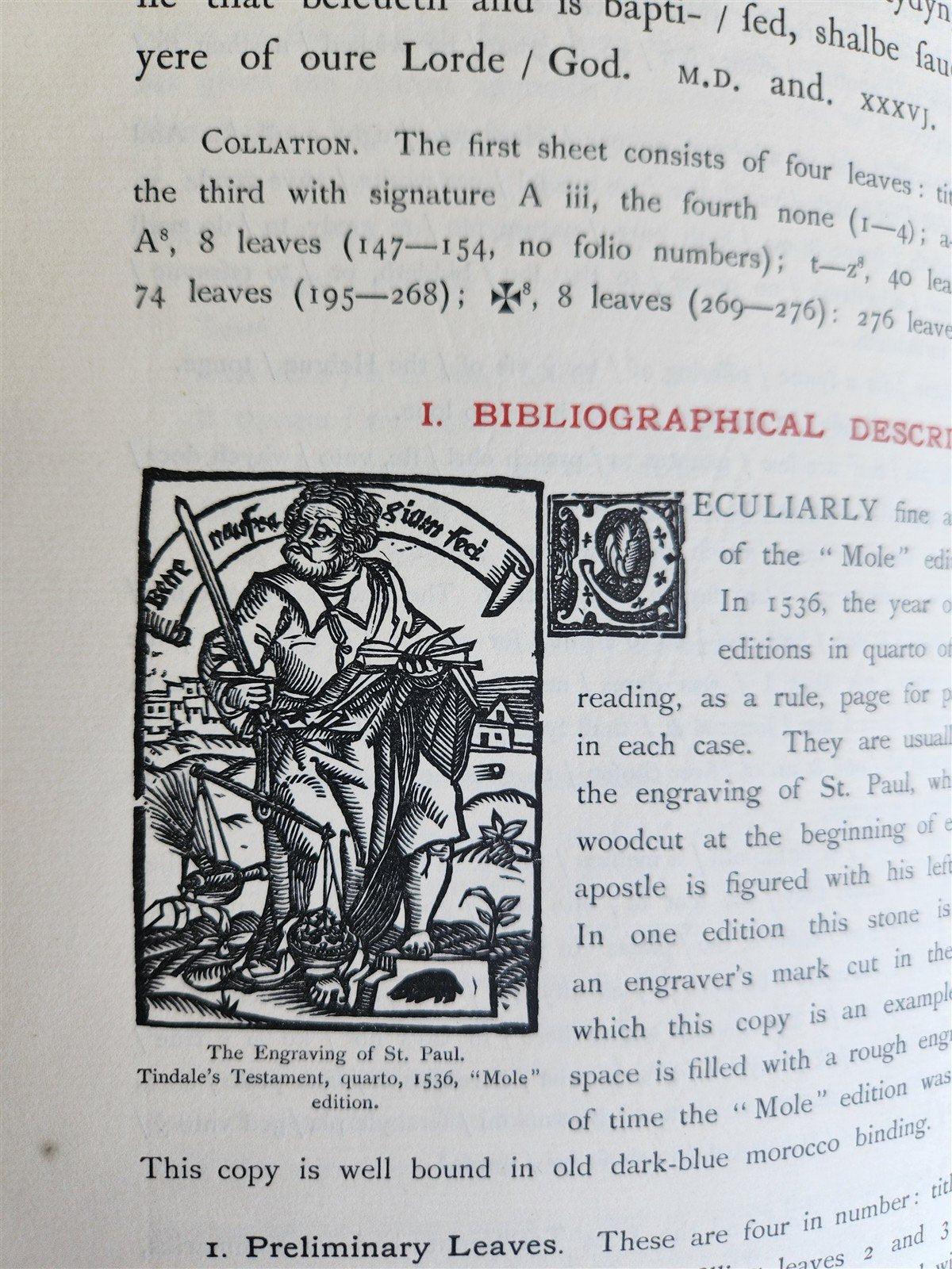 1899 ENGLISH BIBLE in JOHN RYLANDS LIBRARY 1525 -1640 illustrated folio ANTIQUE