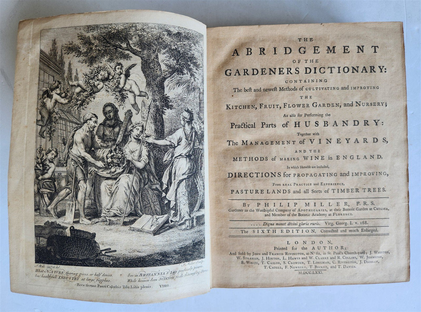 1771 Abridgement of the Gardeners Dictionary ILLUSTRATED in ENGLISH antique