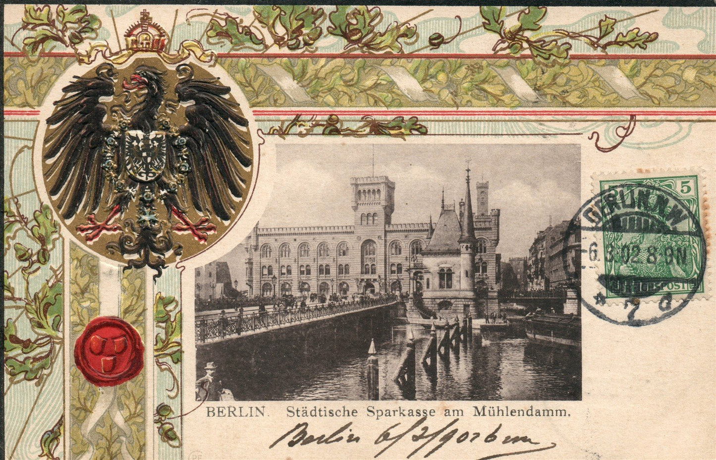 BERLIN GERMANY 1902 ANTIQUE POSTCARD