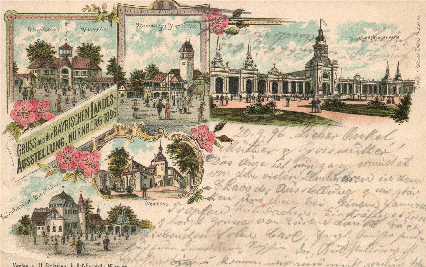 NURNBERG GERMANY 1896 ANTIQUE POSTCARD