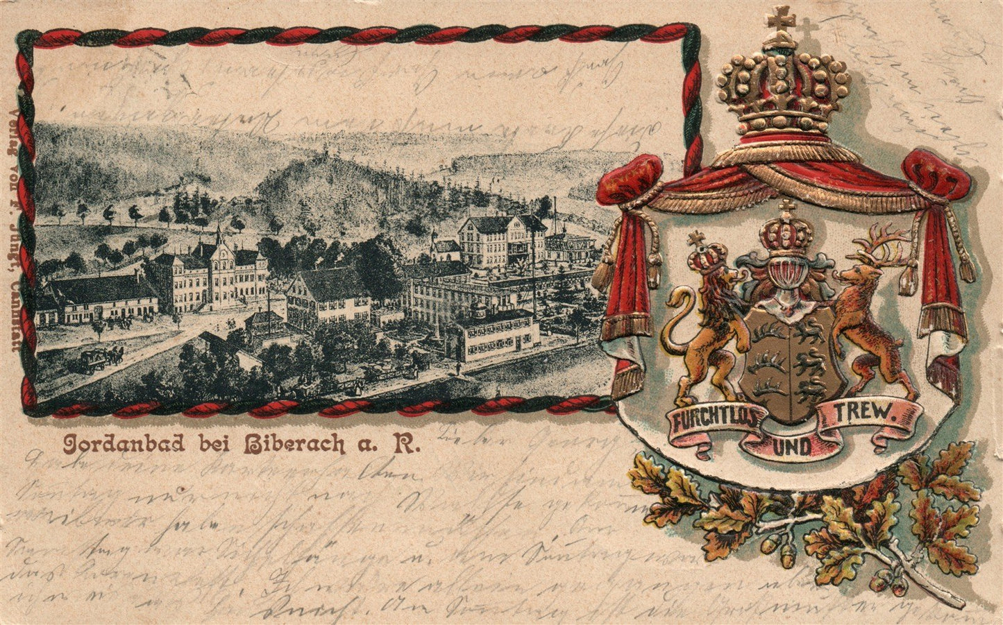 JORDANBAD bei BIBERACH a.R. GERMANY ANTIQUE POSTCARD
