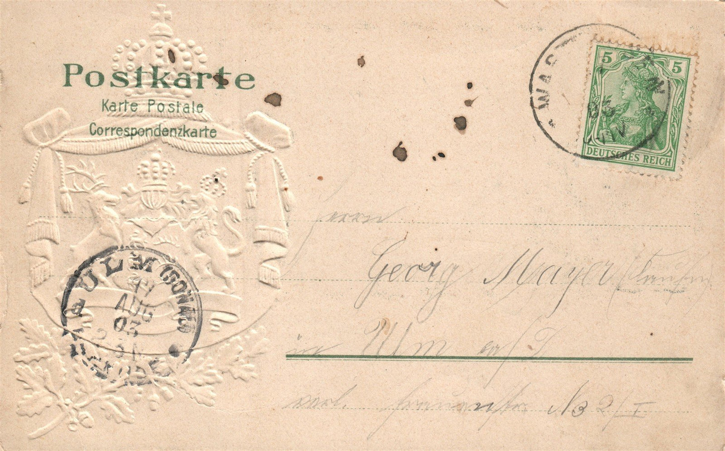 JORDANBAD bei BIBERACH a.R. GERMANY ANTIQUE POSTCARD