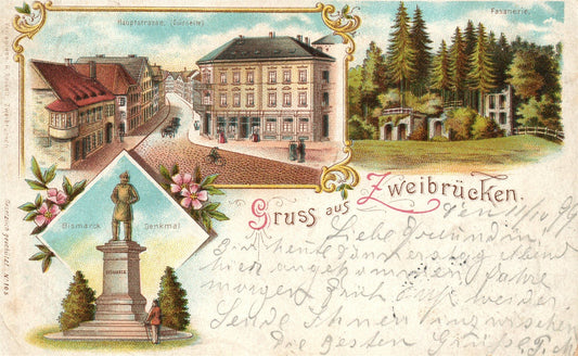 GRUSS AUS ZWEIBRUCKEN GERMANY ANTIQUE POSTCARD