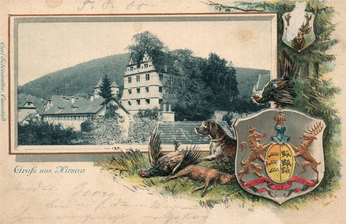 GRUSS AUS HIRSAU GERMANY ANTIQUE POSTCARD
